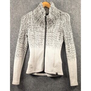 Tonia DeBellis Women XS Petite Black White Ombre Full Zip Moto Jacket Cotton